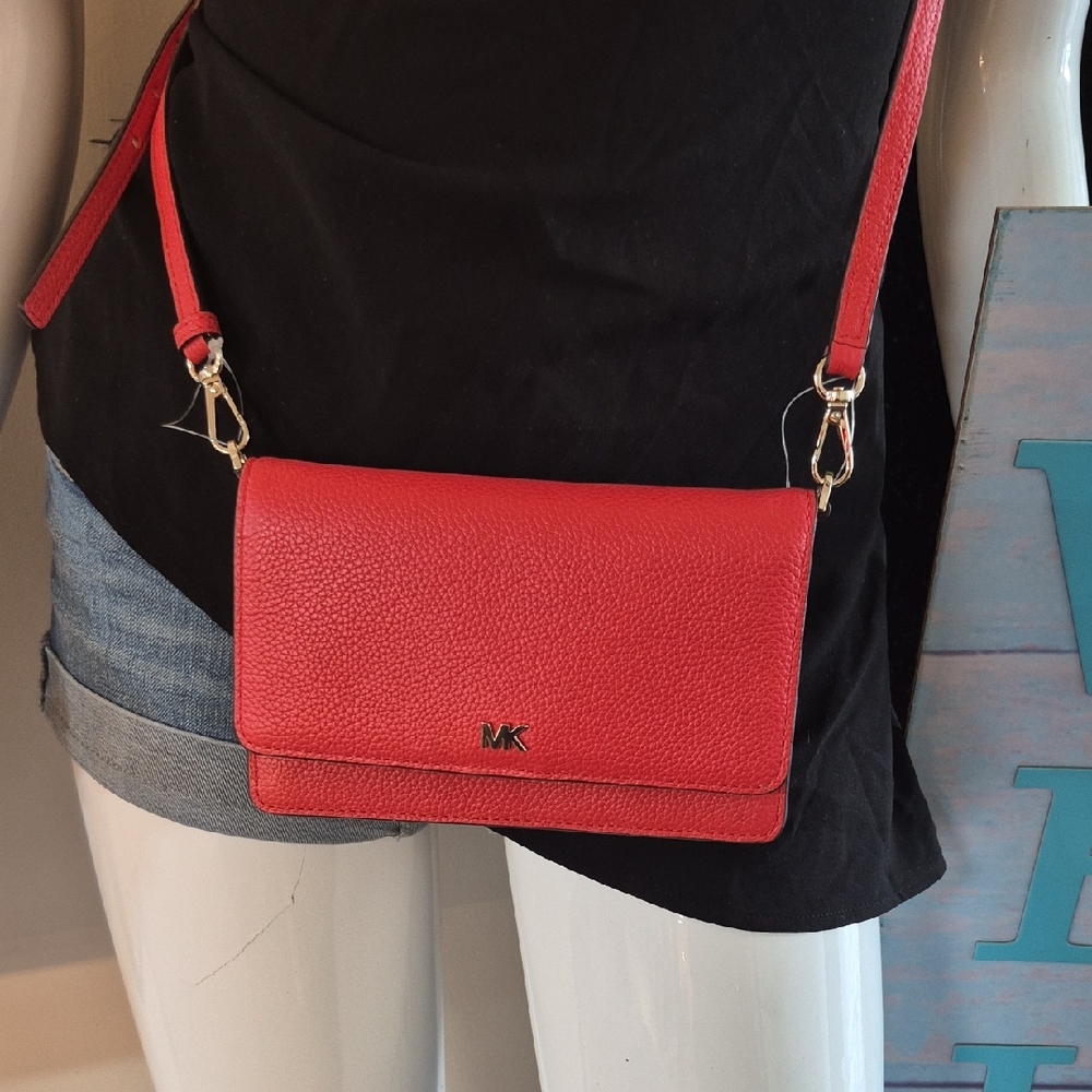 Michael Kors Red Crossbody Bag with Modern Design